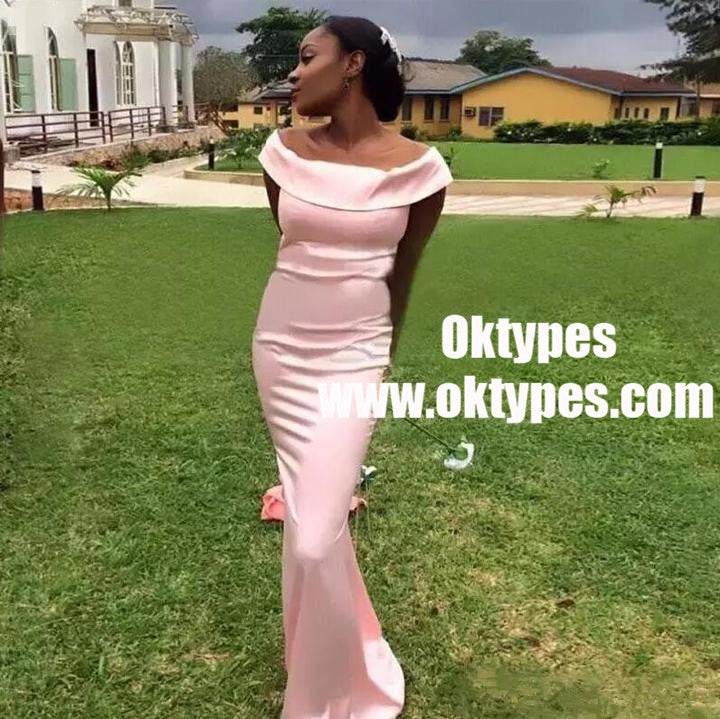 New Fashion Off-shoulder Pink Cheap Mermaid Simple Bridesmaid Dresses, TYP0832