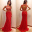Red Long Prom Dresses, Elegant Lace Prom Dresses, Beading Prom Dresses, Open-back Prom Dresses, TYP0081