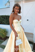 Simple Satin Sweetheart Sleeveless Side Slit A-Line Long Prom Dresses,PDS0677