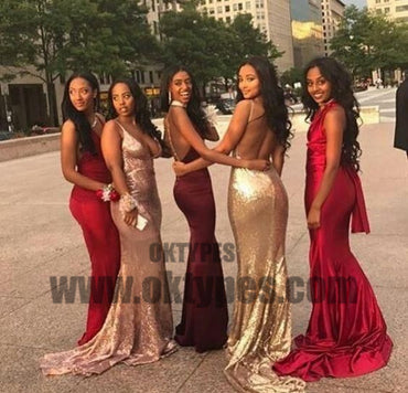 Long Sequin Spaghetti Strap Bridesmaid Dresses, Jersey Spaghetti Strap Bridesmaid Dresses, TYP0476