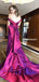 Off-The-Shoulder Sleeveless Rose Pink Satin Mermaid Long Cheap Formal Evening Prom Dresses, PDS0079