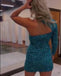 Hot Sale Sexy Sequin One Sleeve One Shoulder Short Homecoming Dresses , HDS0087