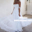 A-Line Off-Shoulder Lace Beach Wedding Dress with Appliques, TYP0860