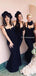 Charming Black Spaghetti Strap Sleeveless Mermaid Long Cheap Wedding Party Bridesmaid Dresses, BDS0002
