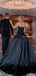 New Arrival Strapless Black Satin Ball Gown Long Cheap Evening Prom Dresses, PDS0084