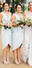 Sexy V-Neck Sleeveless Asymmetry Light Blue Satin Short Cheap Bridesmaid Dresses Online, TYP0145