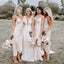 Charming Spaghetti Strap Blush Pink Elastic Silk Long Cheap Wedding Party Bridesmaid Dresses, BDS0004