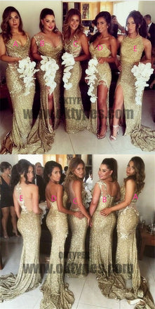Mismatched Cheap Sequin Formal Custom Make Bridesmaid Dresses, Bridesmaid Gown, TYP0489
