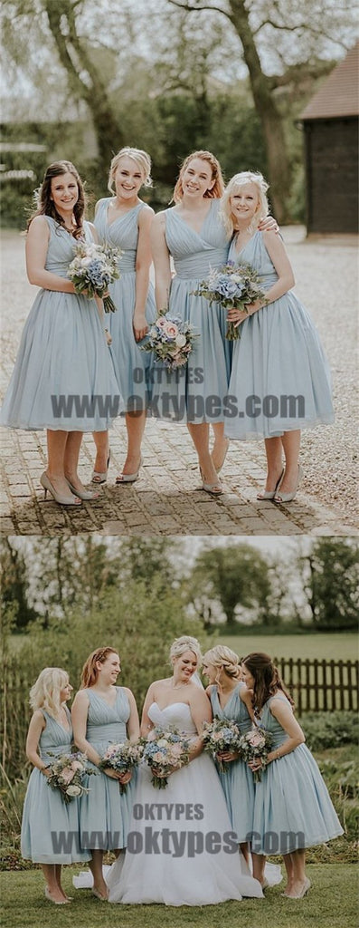 Newest Spaghetti Strap V-neck Chiffon Skirt Bridesmaid Dresses, TYP0590