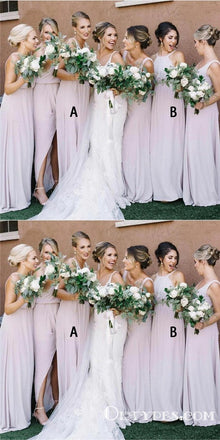 Mismatched A-Line V-Neck Long Lavender Chiffon Cheap Bridesmaid Dresses, TYP1940