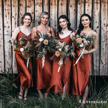 Newest Hot Selling Simple Spaghetti Straps Ankl-length Cheap Bridesmaid Dresses, TYP2042