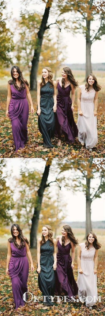 Mismatched Cheap A-Line Sleeveless Chiffon Bridesmaid Dresses, TYP1859
