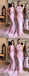Halter Pink Long Mermaid Backless Cheap Bridesmaid Dresses, TYP1855
