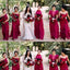 Mismatched Charming Red Chiffon Long Cheap Bridesmaid Dresses, BDS0015