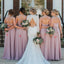 Simple Charming Dusty Pink Chiffon With Different Back Style Long Cheap Bridesmaid Dresses, BDS0023