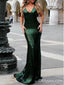 Sexy Dark Green Mermaid Halter Criss Cross Backless Sequence Long Prom Dresses,PDS0314