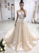 Mermaid Style Backless Deep V-neck Court Train Wedding Dresses with Lace, TYP0735