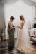 Elegant Spaghetti Strap V-neck Long Lace Beach Wedding Dresses, TYP1569