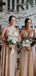 Sparkly V-neck Gold Sequin A-line Long Cheap Bridesmaid Dresses, BDS0050