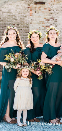 Off-The-Shoulder Chiffon Charming Long Side Slit Cheap Wedding Party Bridesmaid Dresses, TYP2076