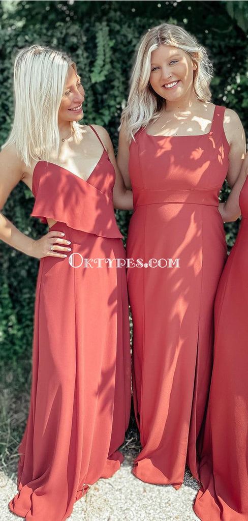 Mismatched Coral Long Cheap Bridesmaid Dresses Online, BDS0099