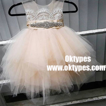 Newest Scoop V-back Lovely Tulle Flower Girl Dresses, TYP0926