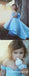Lovely Bow Simple Blue Satin Off-the-Shoulder Flower-Girls Dresses, TYP1955