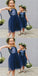 Cute A-Line Round Neck Navy Blue Tulle Flower Girl Dresses with Sequins, TYP1155