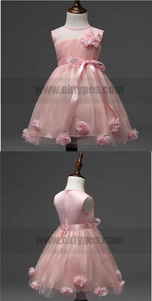 Lovely Beautiful Flower Girl Dresses, Cheap Little Girl Dresses with Handmade Flowers, TYP0829