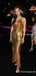 One Soulder Sleeveless Simple Sexy Gold Sequin Long Cheap Side Slit Formal Evening Prom Dresses, TYP2100