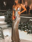 Hot Silver Sequined Sheath Spaghetti Straps Long Evening Gowns Prom Dresses, TYP1656