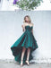 High Low  A-line Sweetheart Satin Hunter Long Prom Dresses Online, TYP1359