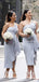 Strapless Grey Double FDY Tea-Length Cheap Charming Bridesmaid Dresses, BDS0041