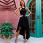Black Jersey Hi-low Simple Design Chic Long Prom Dresses, Cheap Prom Dresses, TYP0644