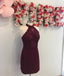 Cheap Halter Maroon Lace Short Homecoming Dresses Online, TYP1107