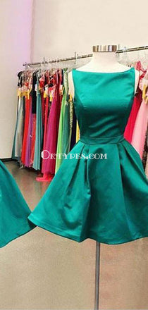 Short Cheap Open Back Emerald Green Homecoming Dresses, CM448