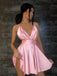 Simple Pink Spaghetti Strap Cheap Short Homecoming Dresses, HDS0004