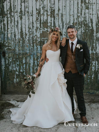 Elegant Sweetheart A-line Ivory A-line Long Bridal Gown Wedding Dresses, TYP1985