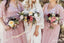 Hot Selling Charming V-neck Short sleeves Long Cheap Chiffon Appliqued Pink Bridesmaid Dresses, TYP2048