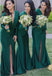 Unique Long Sleeves Sexy V Neck Mermaid Teal Green Cheap Long Bridesmaid Dresses, BDS0192