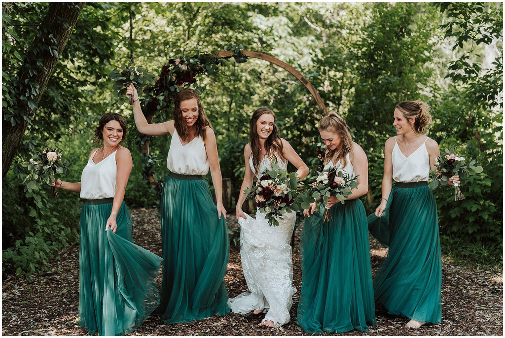 Charming Newest Green Tulle Long Cheap Floor-Length Bridesmaid Dresses, BDS0021