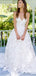 A-Line Spaghetti Straps Backless Long Lace Wedding Dresses Online, TYP1323