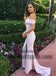 Light Pink Off-shoulder Side Split Satin Bridesmaid Dresses, Bridesmaid Dresses, TYP0588