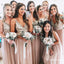 Pink Tulle with Silver Sequins Top Long Cheap Bridesmaid Dresses, TYP1801