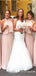 A-Line Halter Backless Long Cheap Pink Chiffon Bridesmaid Dresses, TYP1872