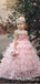 Pink Layers Tulle  2019 Lace Princess Long Ball Gown Flower Girls Dresses, TYP1953