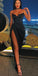 Sheath Sexy V-neck Side Slit Black Soft Satin Long Cheap Evening Dresses, Prom Dresses, PDS0054