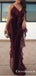 Burgundy  Spaghetti Straps Long Velvet Evening Gowns With Ruffles Prom Dresses, TYP1680