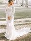 Mermaid V-Neck Long Sleeves Lace Wedding Dresses Online, TYP1324