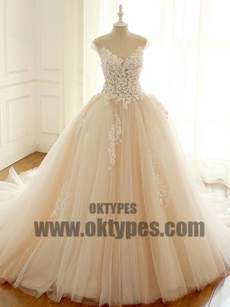 Cap Sleeve Lace Long Custom Cheap Custom Wedding Dresses, Wedding Dresses, TYP0602